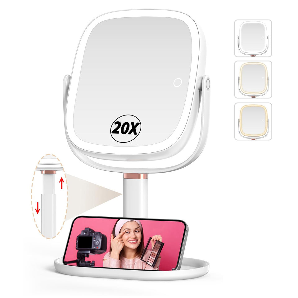 Mocado front view white mirror showing clean illumination and accurate reflection