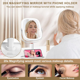 Mocado in use applying makeup while phone streams tutorial for convenience
