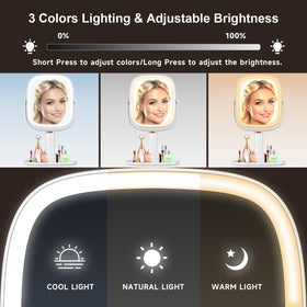 Mocado LED ring lights demonstrating cool, natural, and warm lighting options