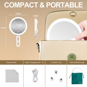 Mocado next to hand to show 6-inch mirror scale and portability
