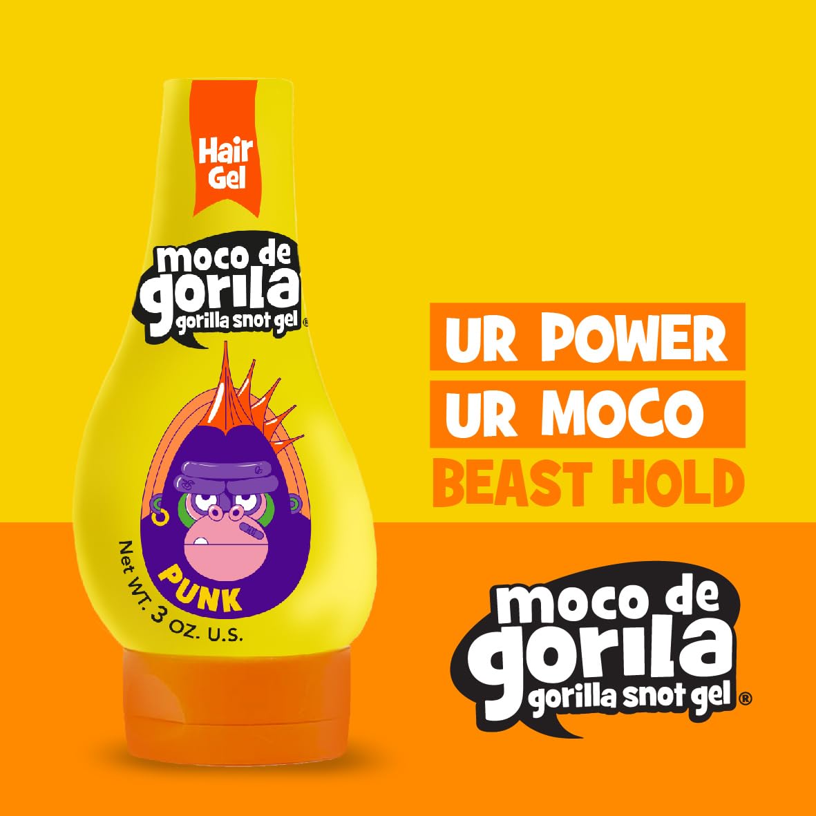 Moco de Gorila styling in use lifestyle shot of model with spiked hair, showing long-lasting control