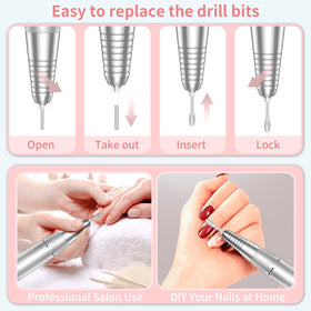 MOCOWIND drill held in hand for scale showing travel-ready size and ergonomic grip benefit