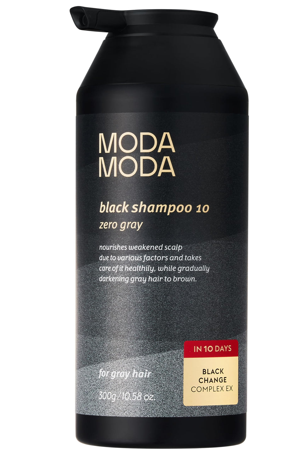 MODA MODA front bottle view showing product and clear benefits