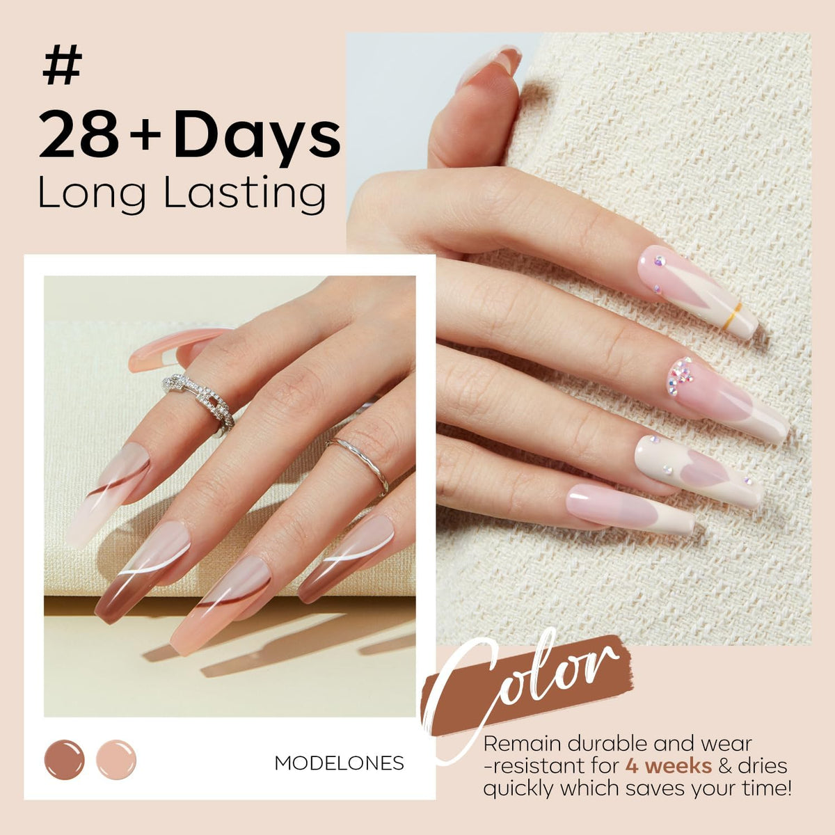 modelones six neutral shades arranged to compare tones for versatile styling options