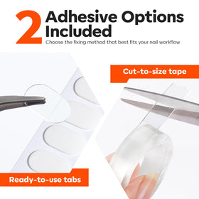 Modelones adhesive tabs and tape laid out for quick use