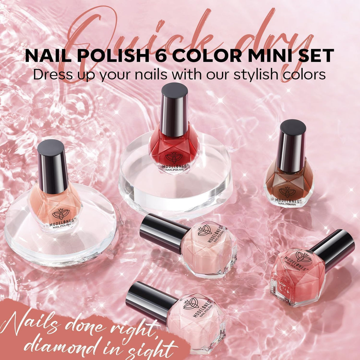 modelones brush applying polish to nail for easy, precise application