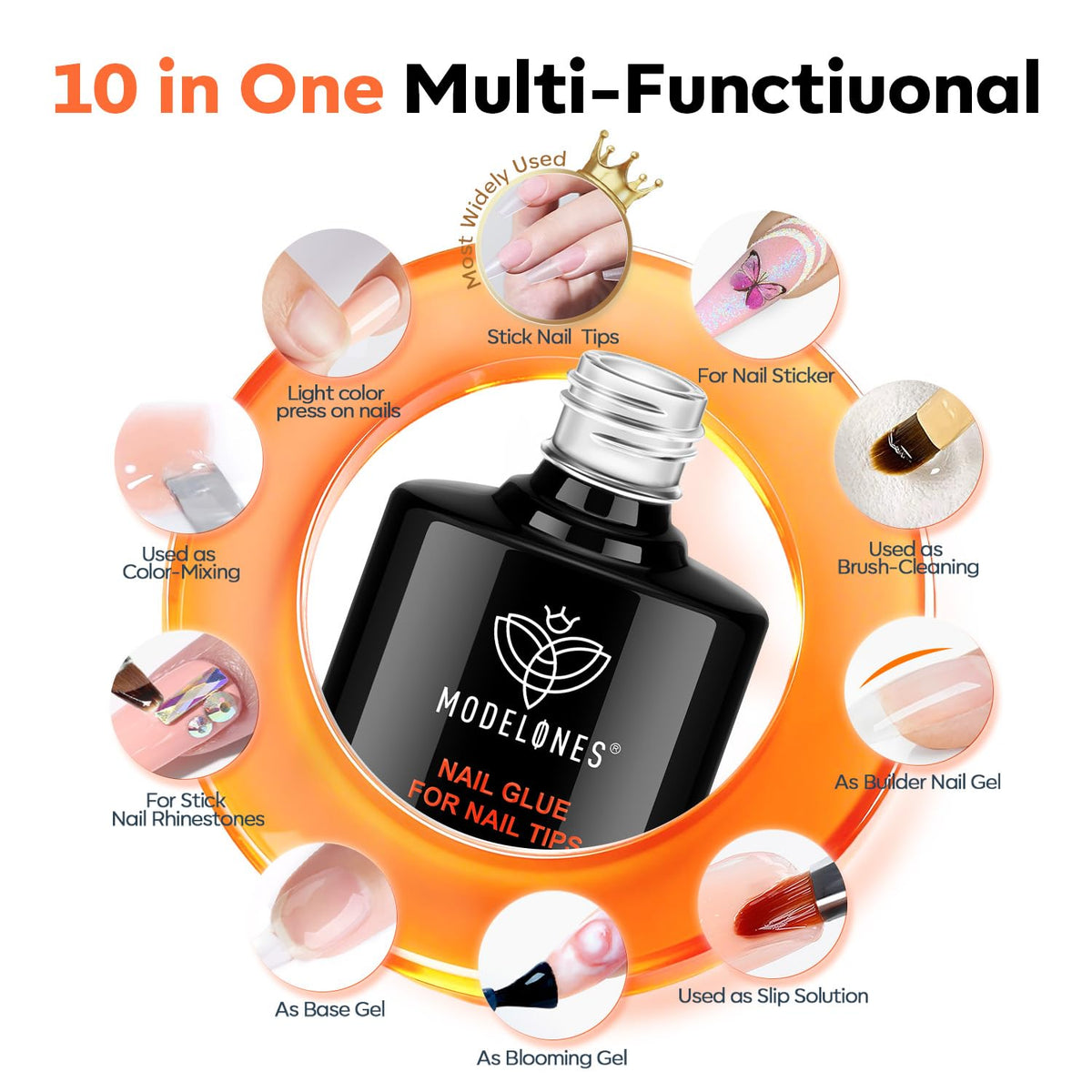 modelones applying gel glue in salon setting for stronger, longer wear