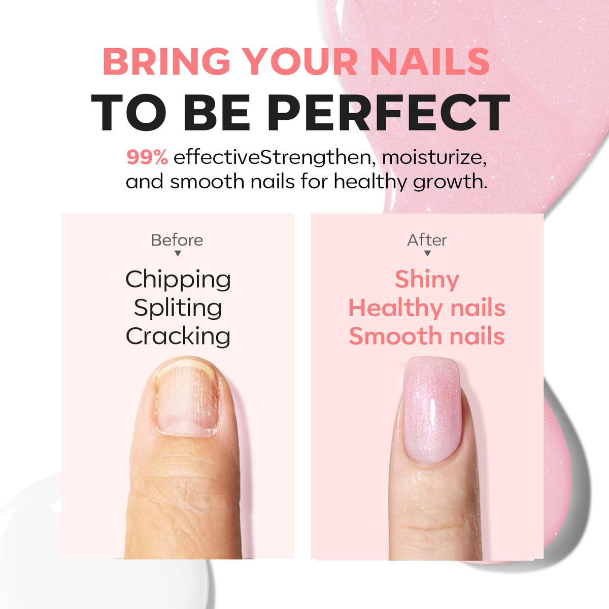 modelones application on fingernail demonstrating smoothing and coverage benefit