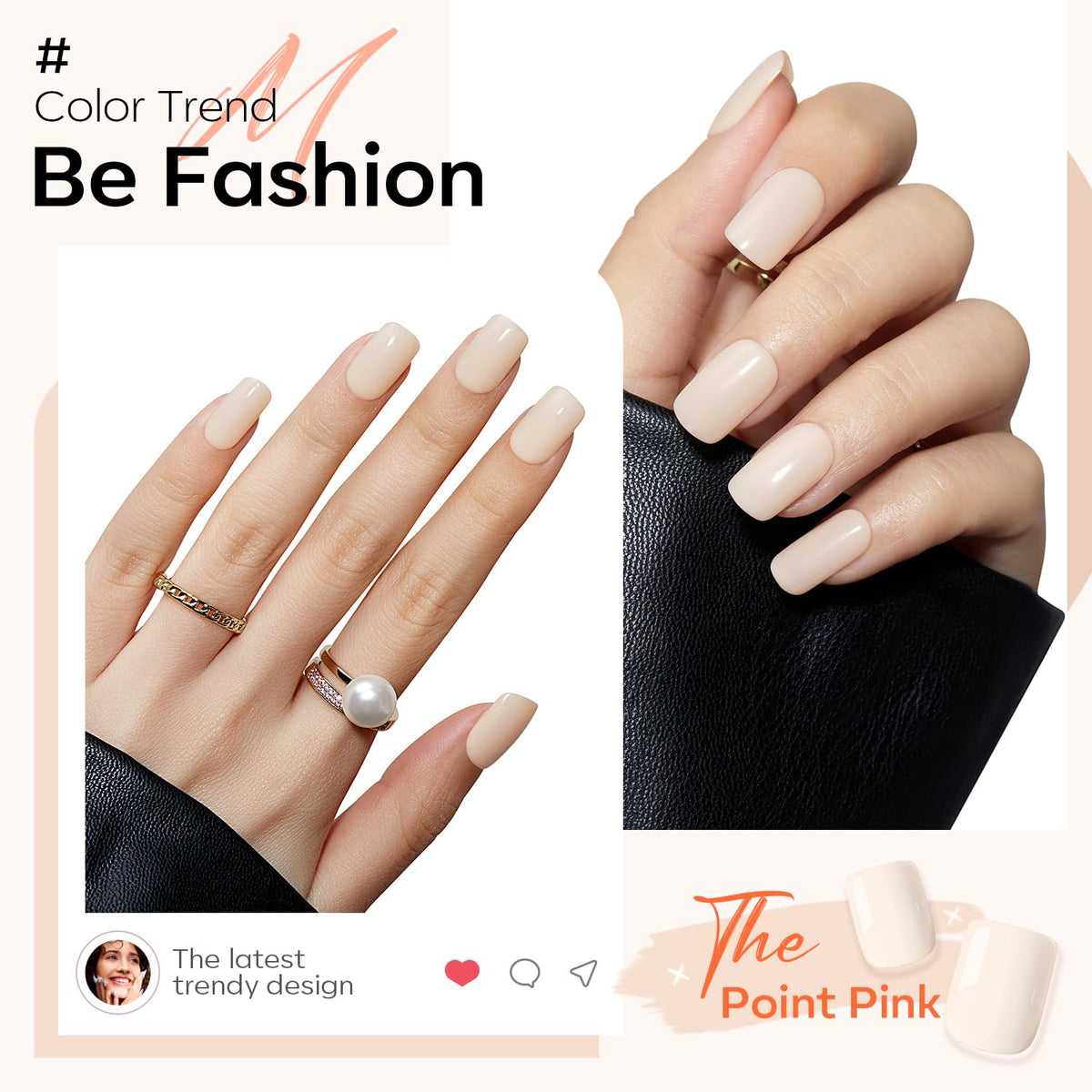 modelones hand pressing a nail on demonstrating easy three-step application benefit