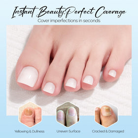 modelones in-use application pressing a press-on toenail for quick pedicure