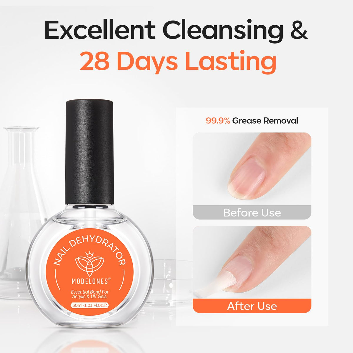 modelones applied with lint-free wipe prepping nail surface for better adhesion