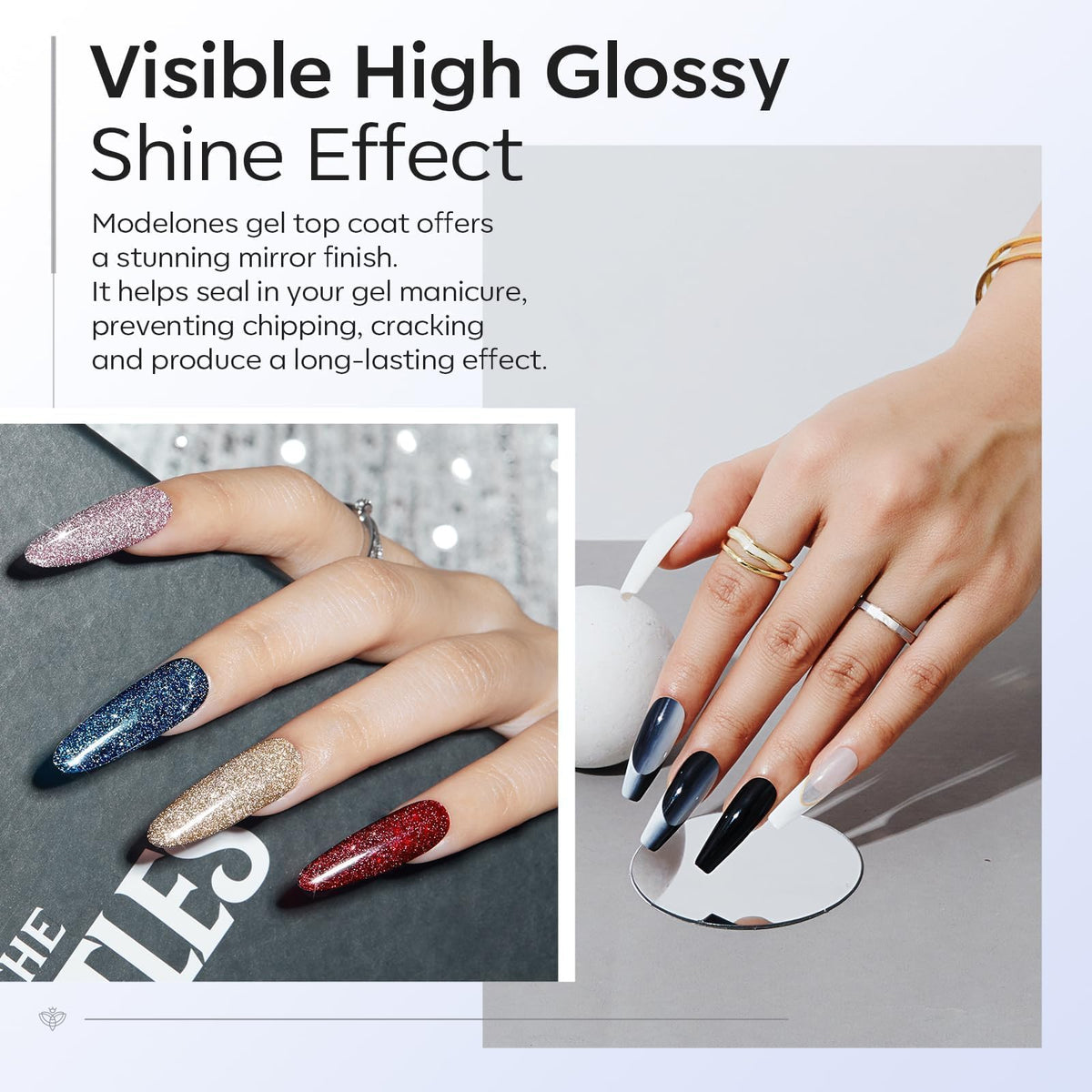 modelones application with uv led lamp curing top coat quickly for durable manicure