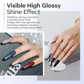 modelones application with uv led lamp curing top coat quickly for durable manicure