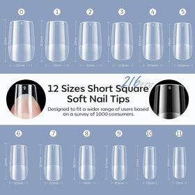 modelones applied on natural nails demonstrating neat short square finish