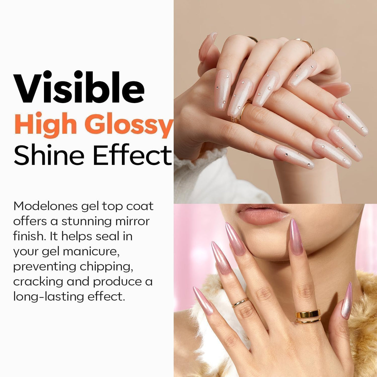 modelones base coat bottle label detail emphasizing HEMA-free formula