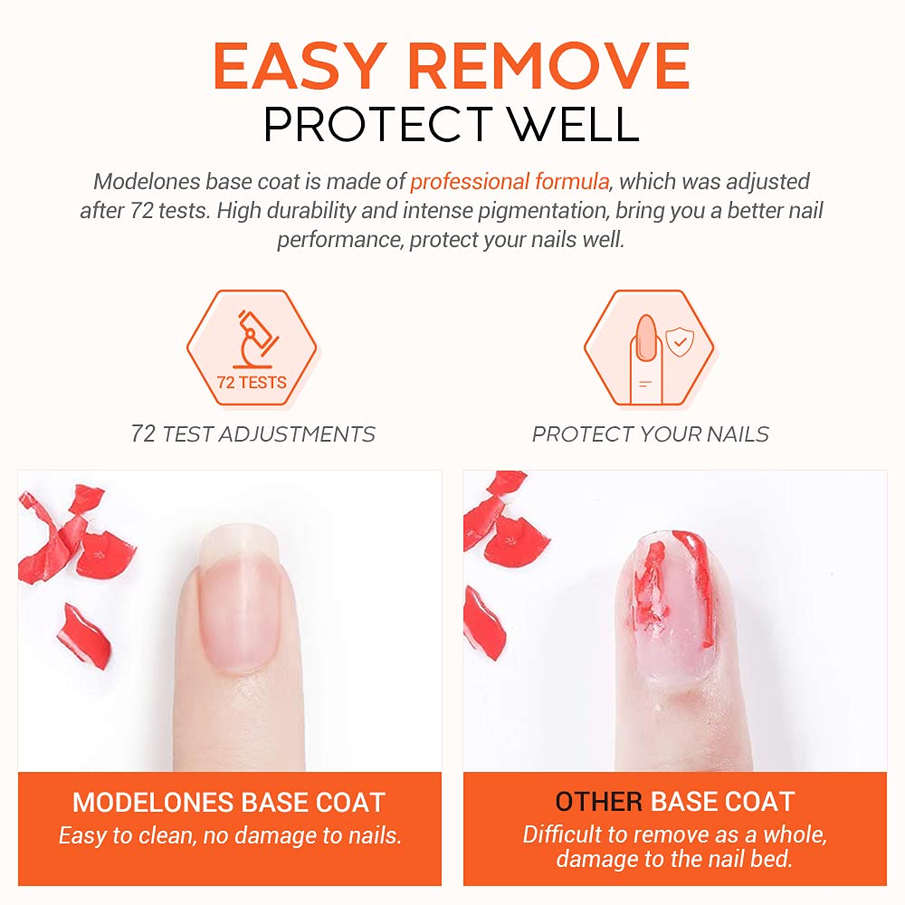 modelones base coat 15ml bottle beside ruler showing compact travel-friendly size