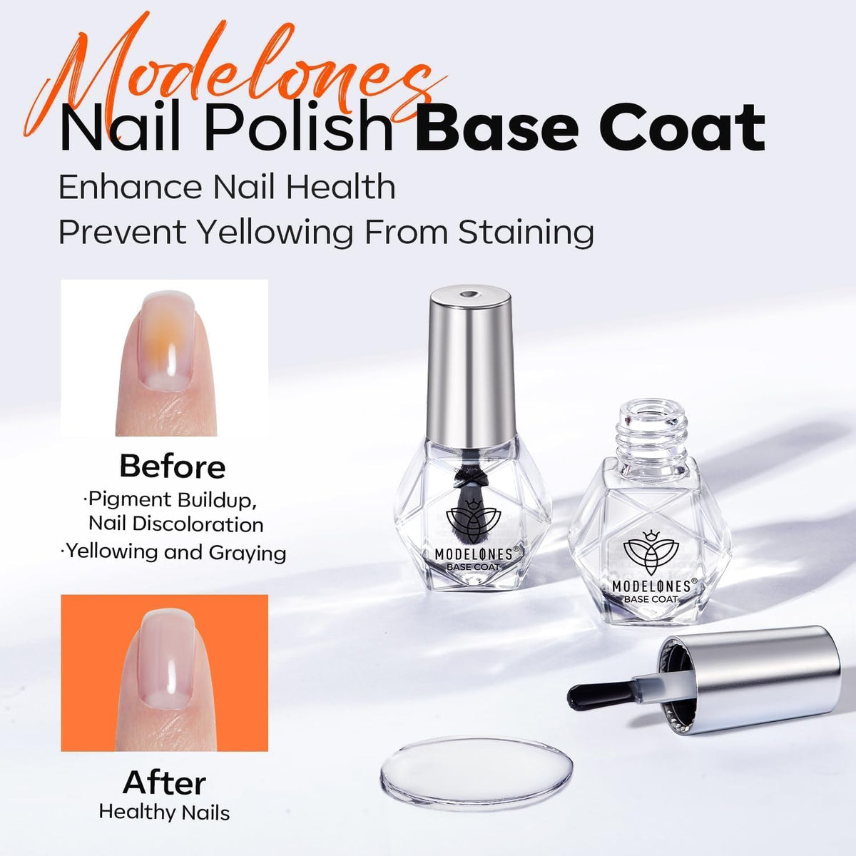 modelones before and after nails comparison showing improved shine and reduced chips
