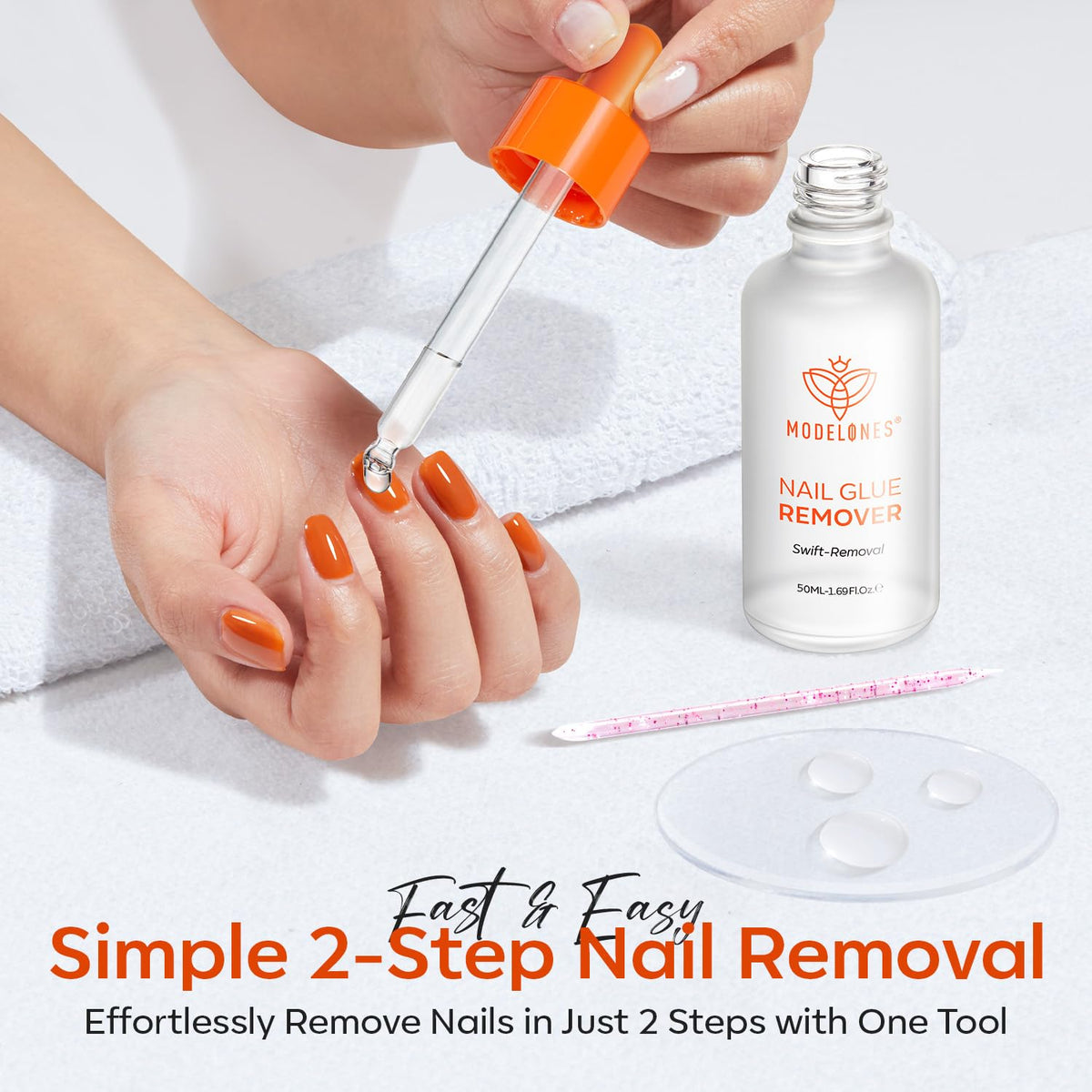 Modelones before and after nails showing clean removal preserving natural shine