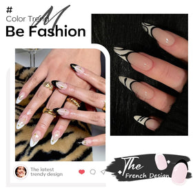 modelones black gel swatch on fingertip showing rich pigment and sleek finish