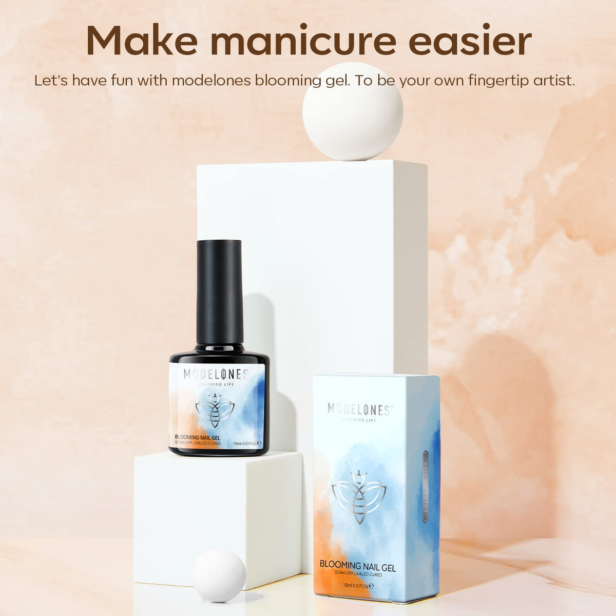 modelones blooming gel in use spreading color for marble effects and faster nail art