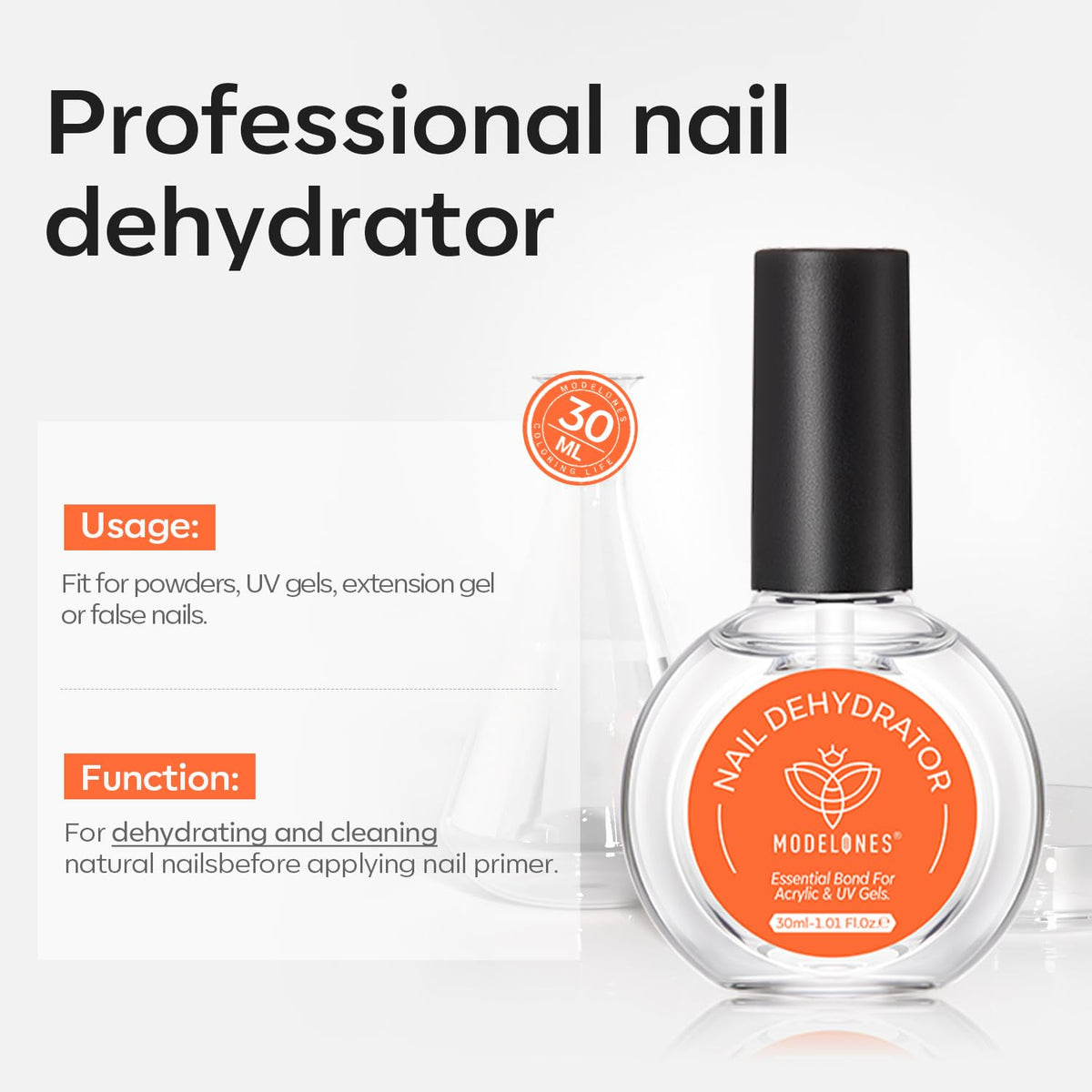 modelones bottle closeup highlighting applicator and liquid texture for easy use