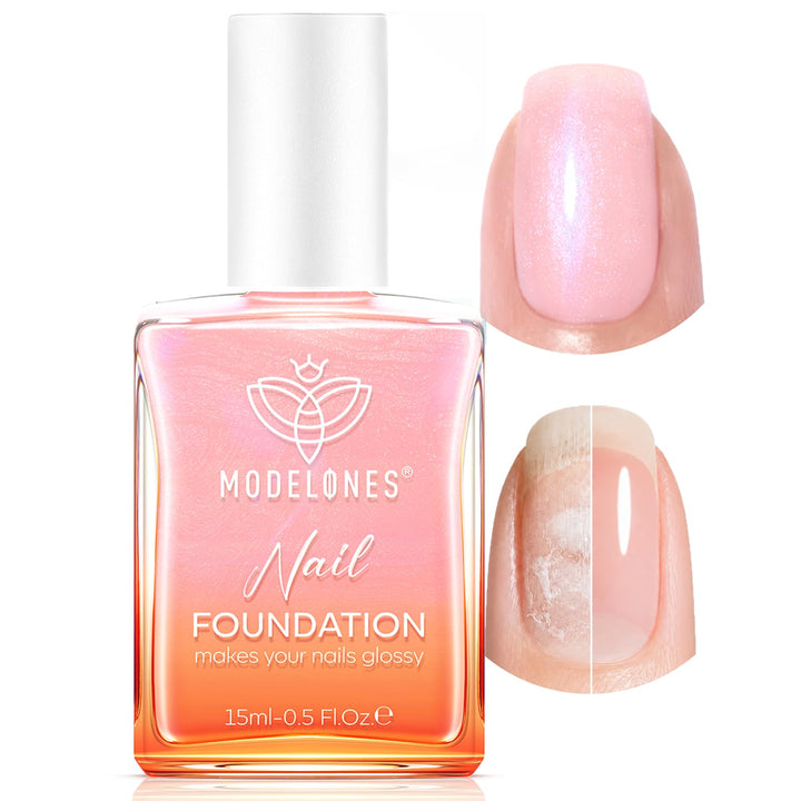 modelones bottle front showing sparkle pink polish and protective shine