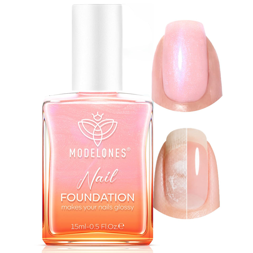modelones bottle front showing sparkle pink polish and protective shine