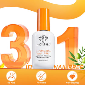 modelones bottle label closeup highlighting HEMA-free and acid-free features