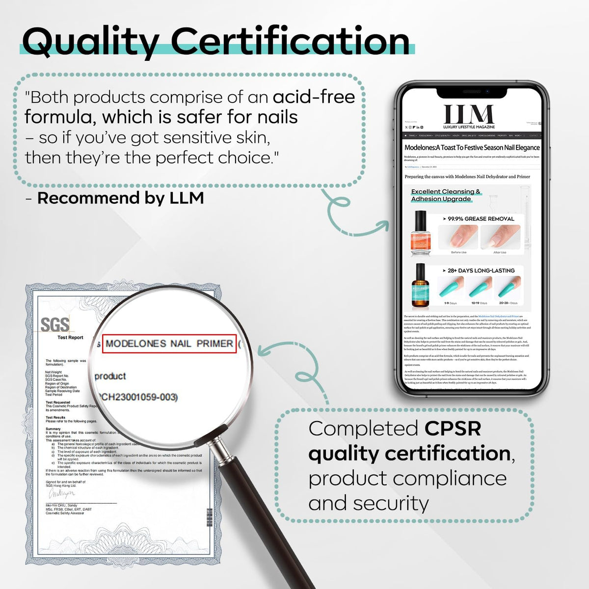 modelones bottle label detail showing ingredients and volume benefit: transparent product information