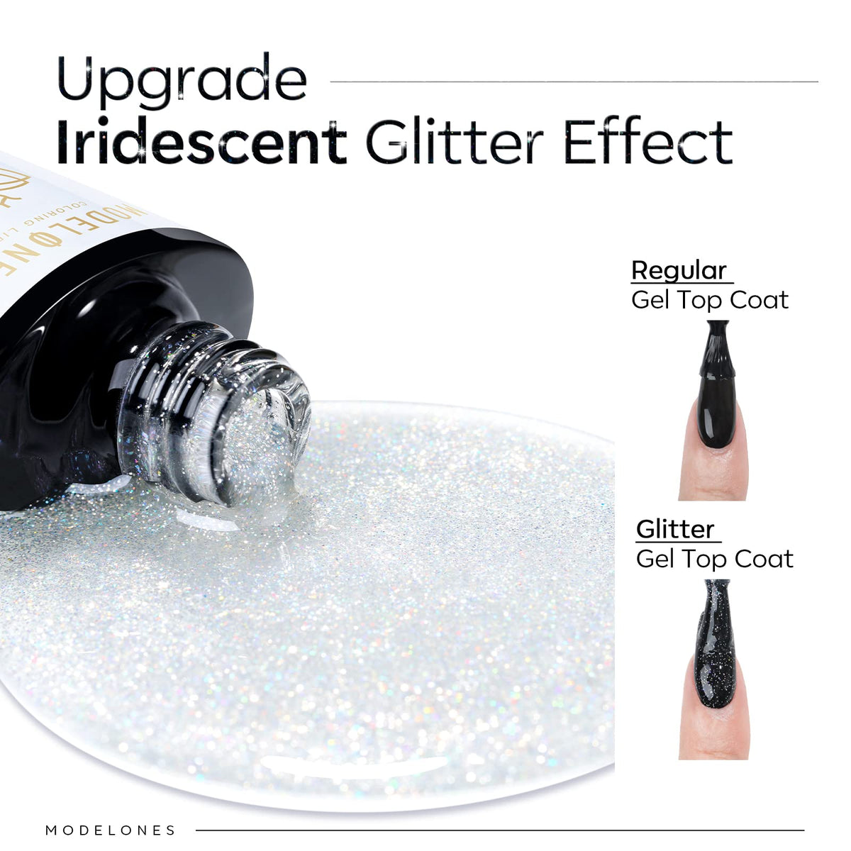 modelones brush loaded with reflective glitter for even application benefit