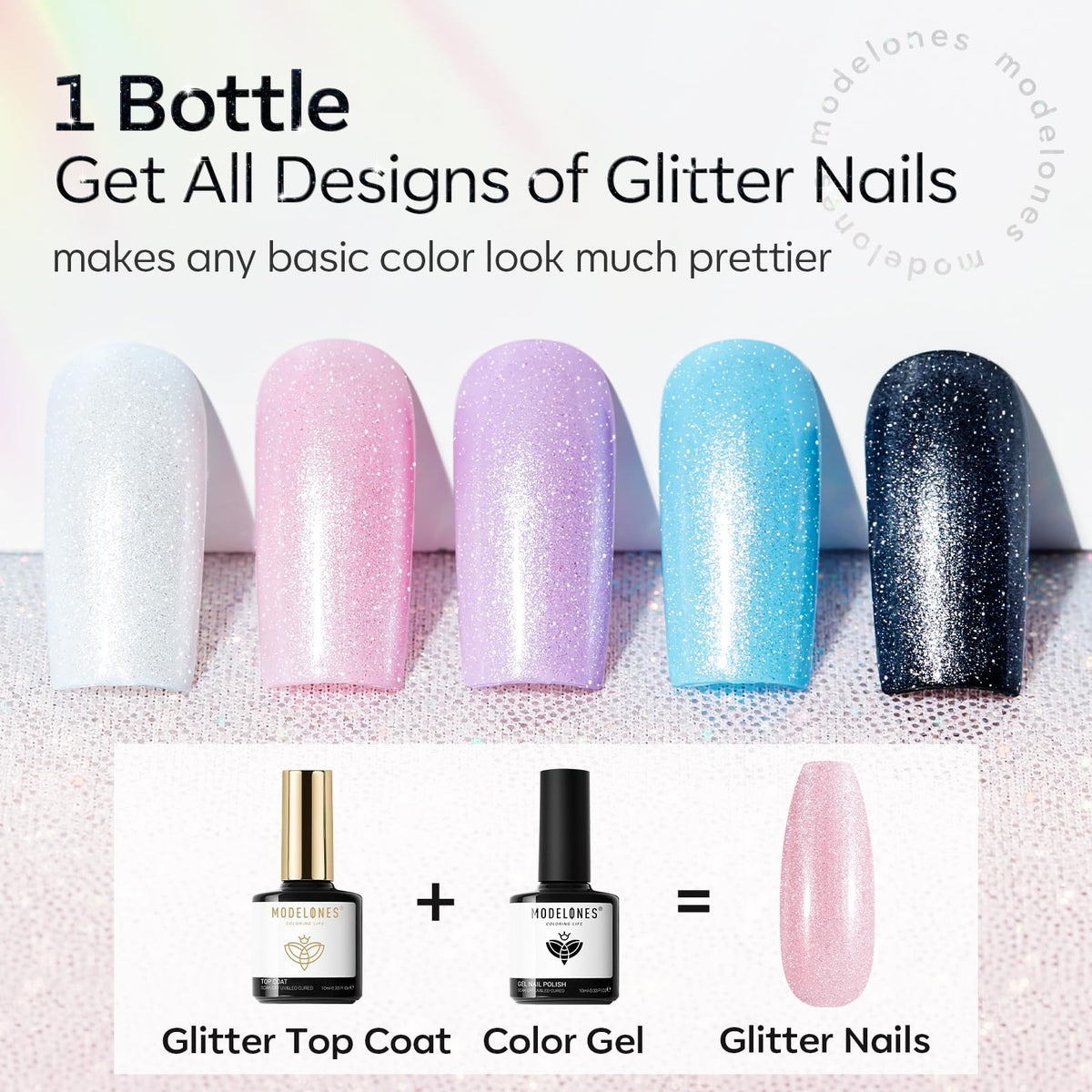 modelones brush stroke on nail showing even application and sheen