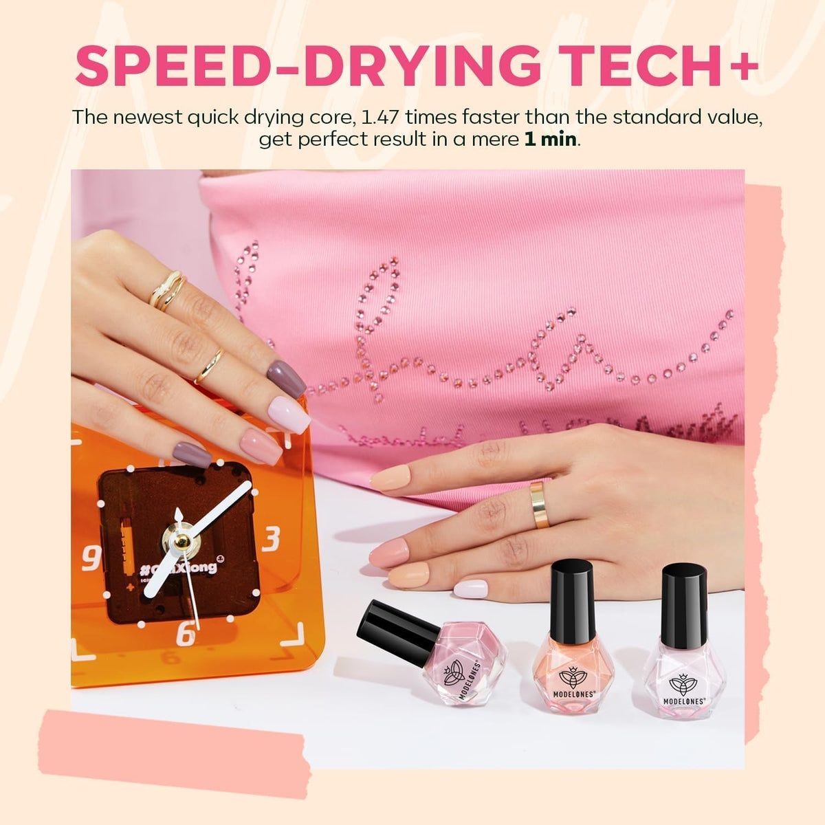 modelones brush stroke swatch demonstrating smooth application for neat mani benefit