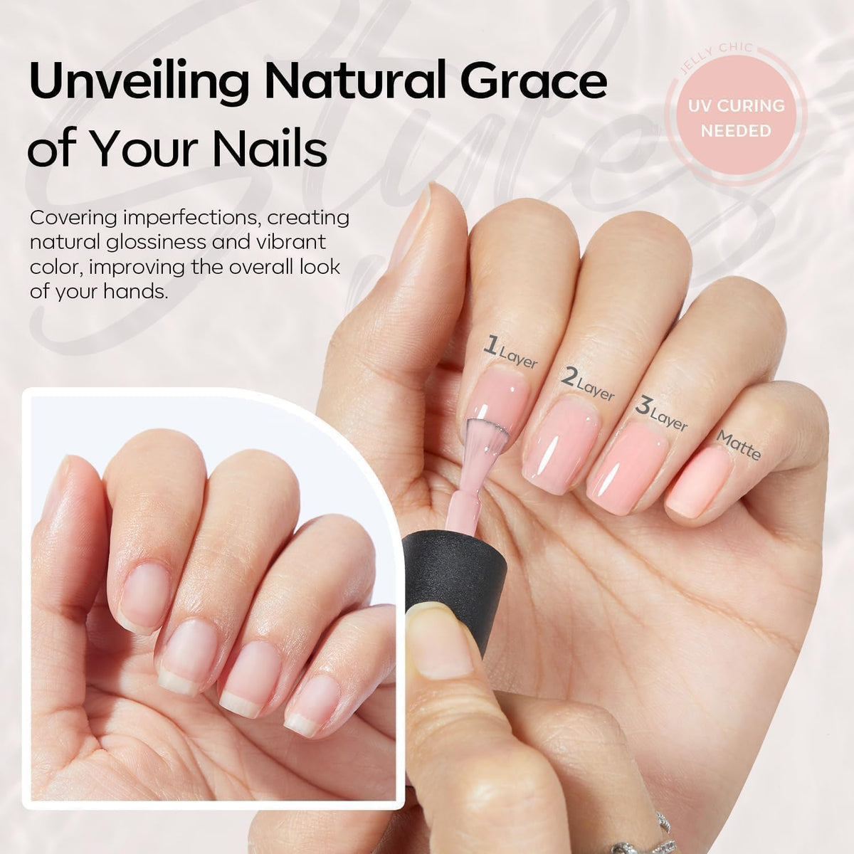 modelones brush stroke across nail swatch showing even application benefit: streak-free finish