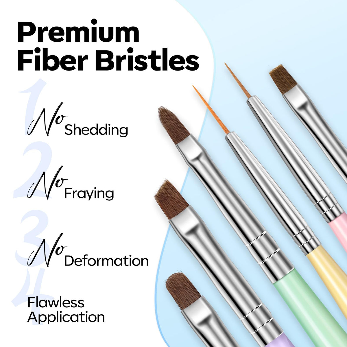 modelones brushes laid out displaying gel, extension, liner, carving and dotting tools for versatile use