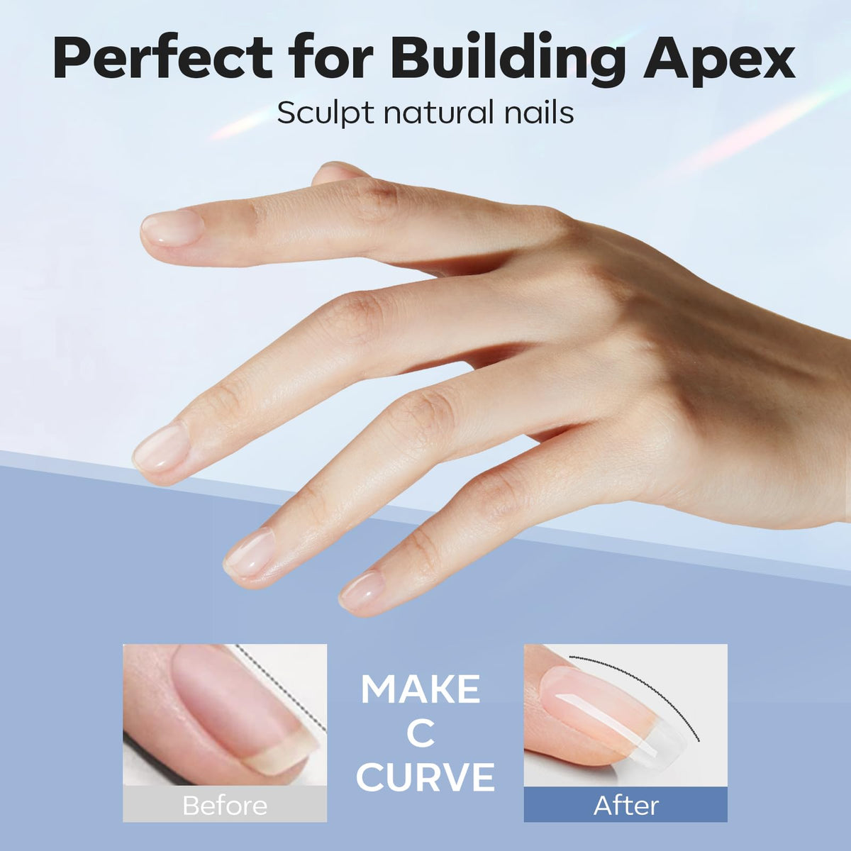 modelones builder gel texture swatch showing self-leveling clarity and glossy finish