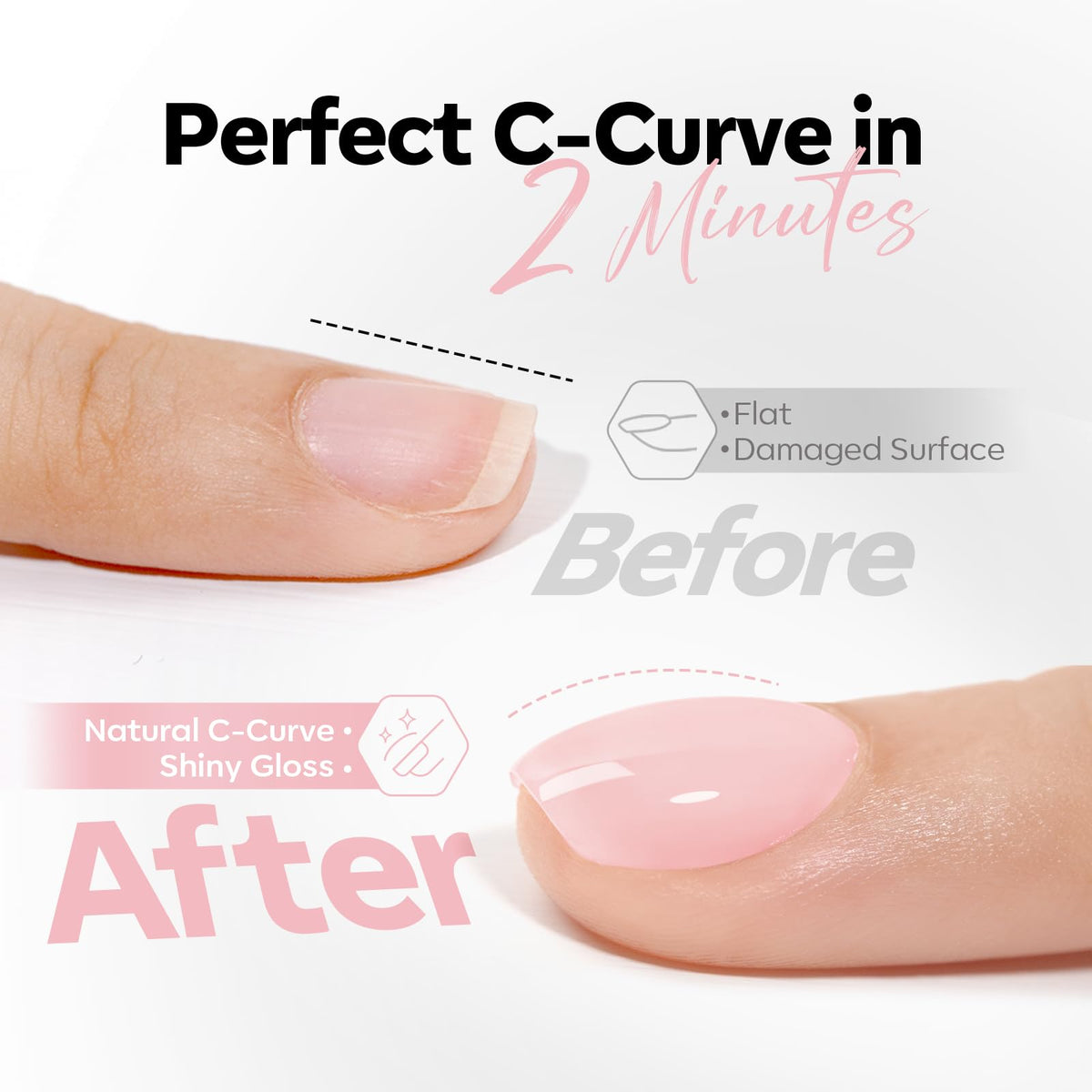 modelones nail C-curve detail demonstrating structural support and shape retention