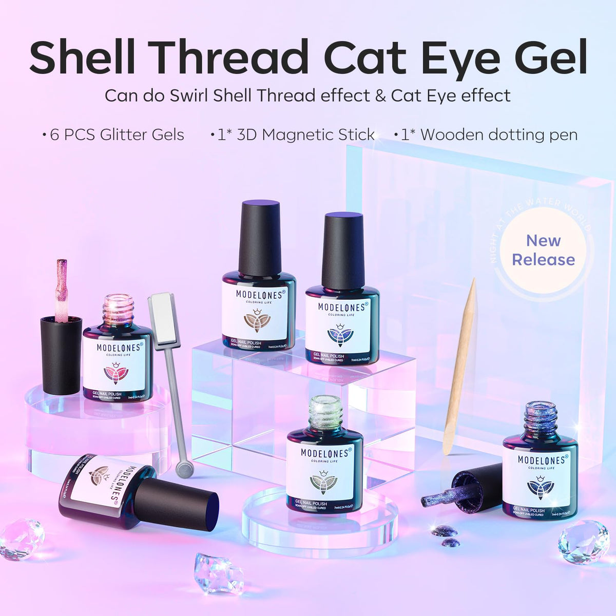 modelones magnet held above nail demonstrating cat-eye stripe effect for precision