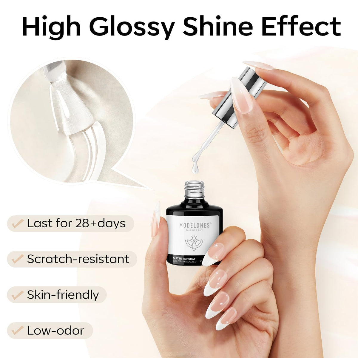 modelones sealed chrome nail demonstrating protection and preserved metallic effect