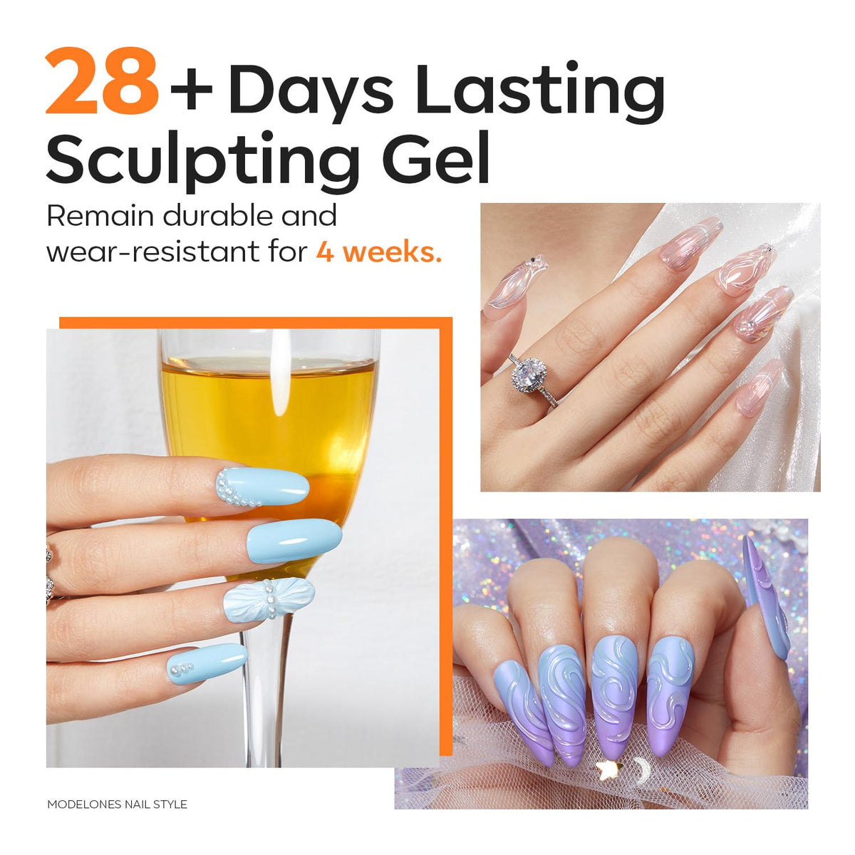modelones applying chrome powder over gel for metallic finish