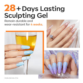 modelones applying chrome powder over gel for metallic finish