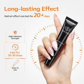 Modelones chrome powder rubbed on nail showing mirror finish and vibrant effect