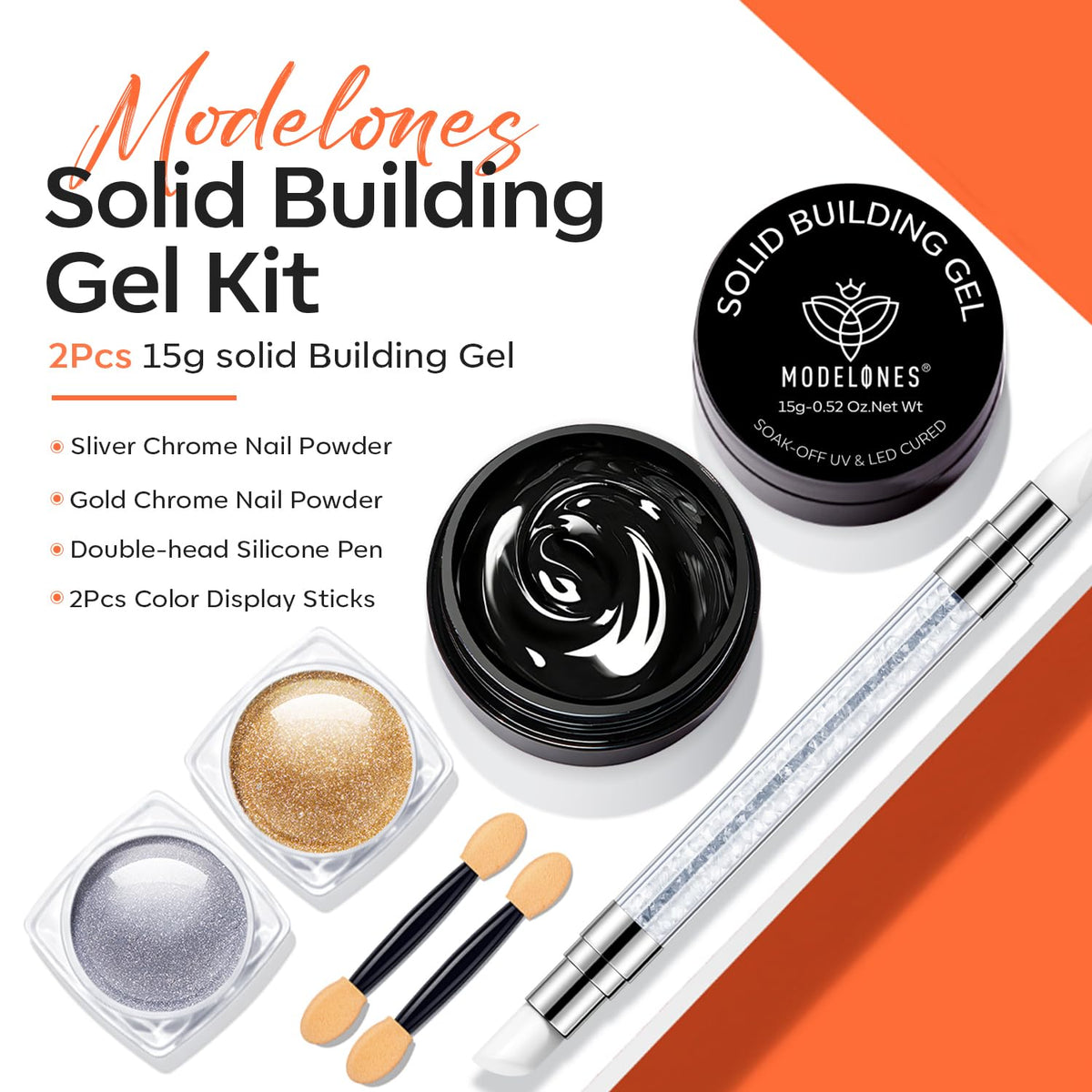 modelones gold and silver chrome powders jar for reflective accent benefit
