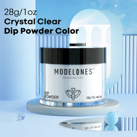 modelones clear dip powder used for French nails showing crisp, durable tips