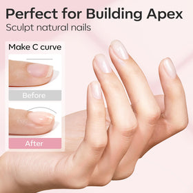 modelones clear gel droplet on nail demonstrating strong adhesion and glossy base