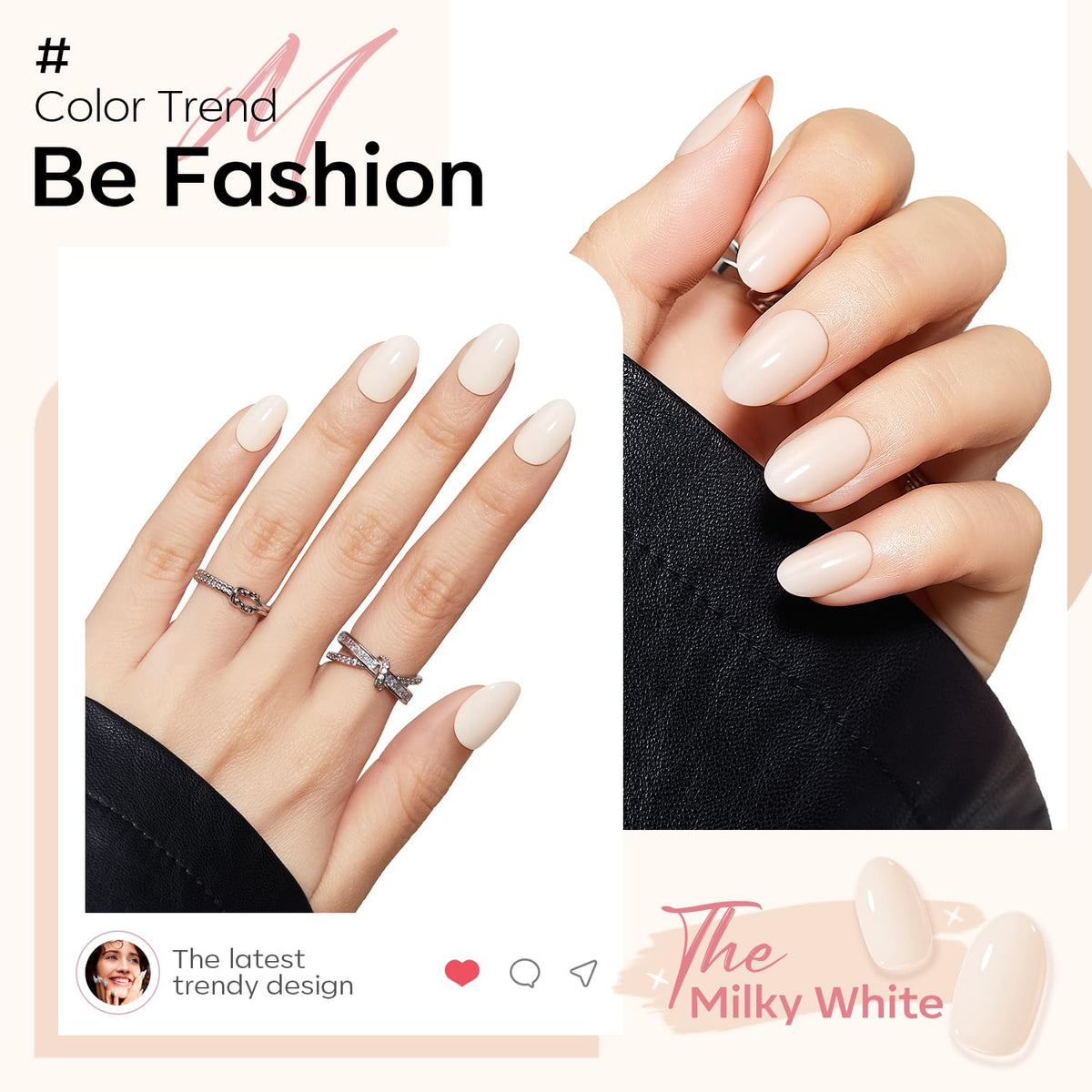 modelones close-up of oval nail shape showing smooth finish and natural look benefit