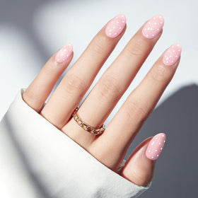 modelones close-up of semi-transparent polka dots highlighting delicate design appeal