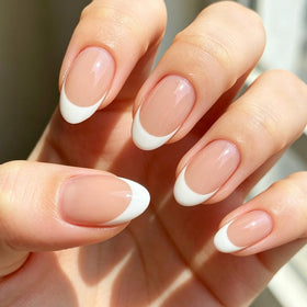 modelones close-up of French tip detail showing crisp edge and durable finish