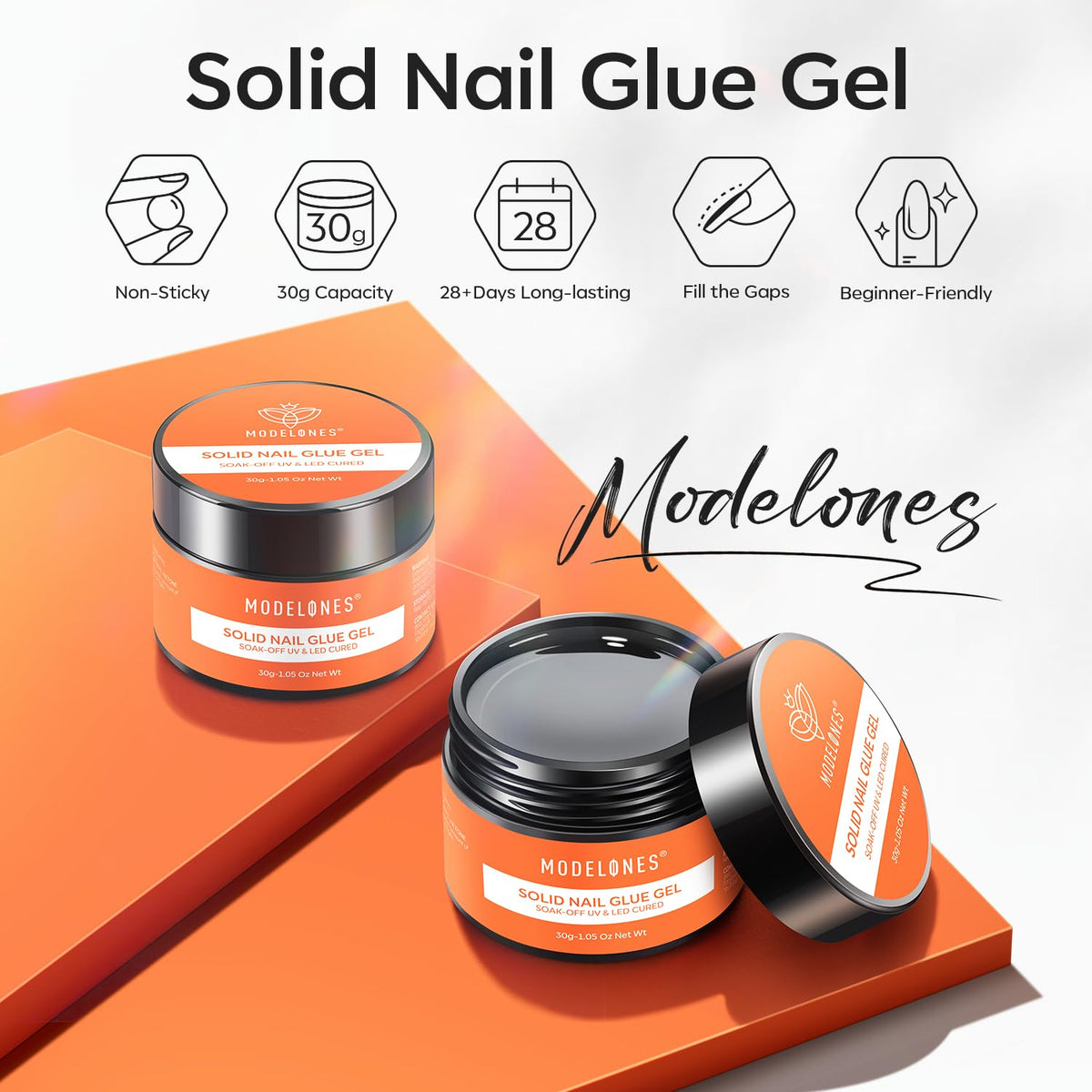 modelones close-up gel texture demonstrating non-sticky consistency for controlled application