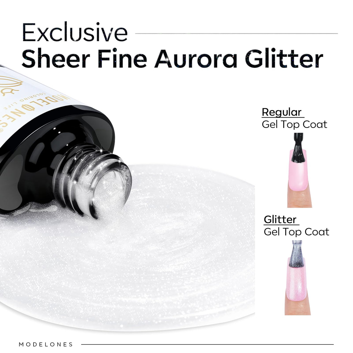 modelones close-up of ultra-fine glitter texture for smooth sparkle