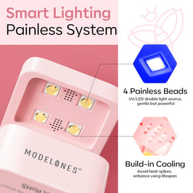 modelones closeup uv led beads showing four dual light sources for quick curing